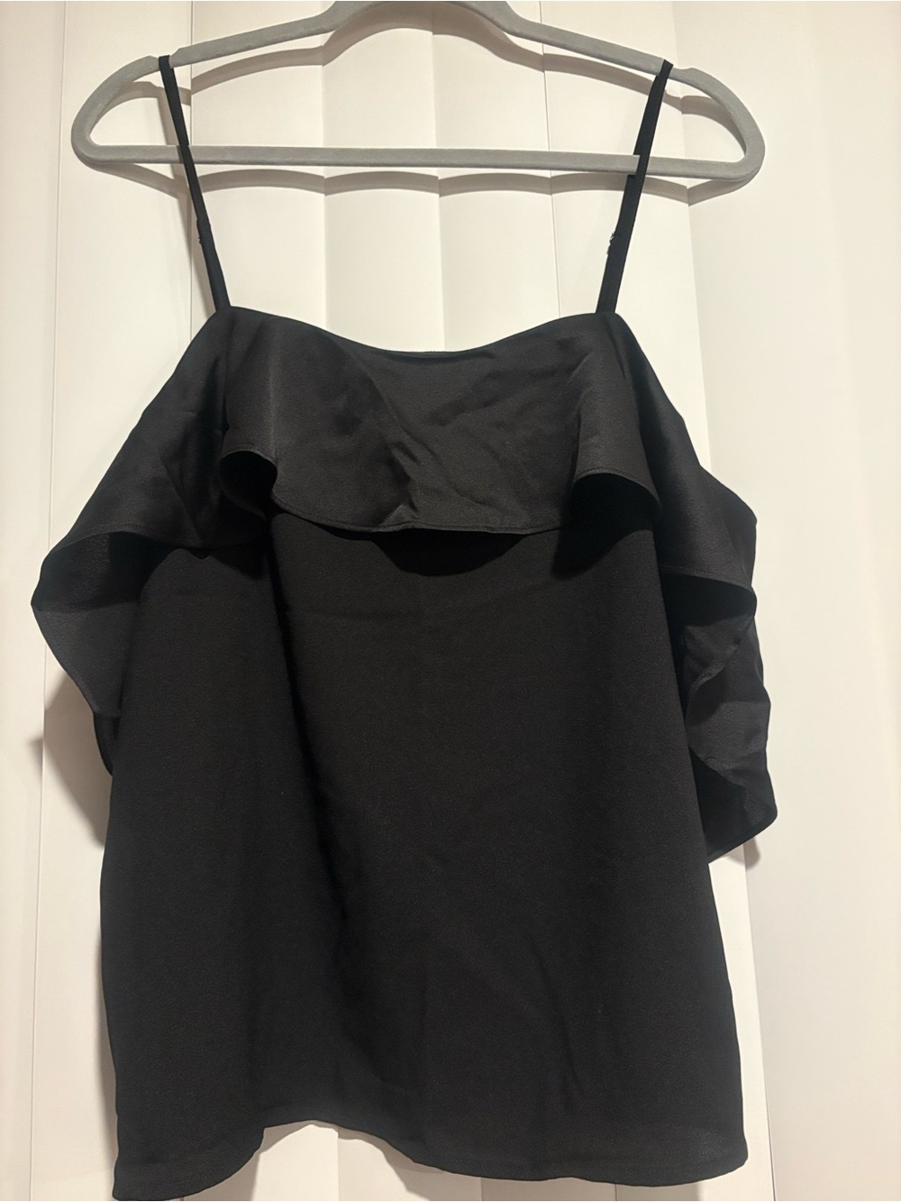 LOFT Black Ruffle Cami Top